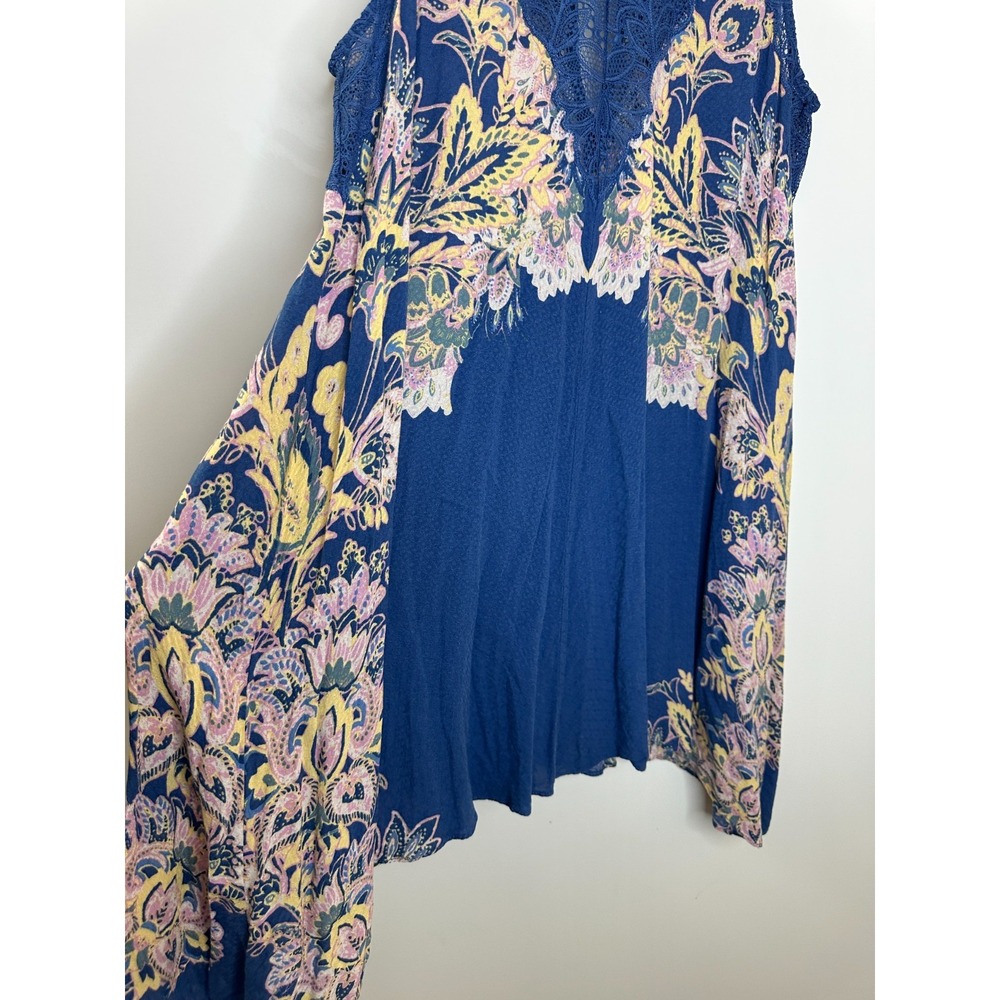 Intimately Free People Marsha Lace Slip Dress Blue Floral Mini Small Unlined - Picture 5 of 13